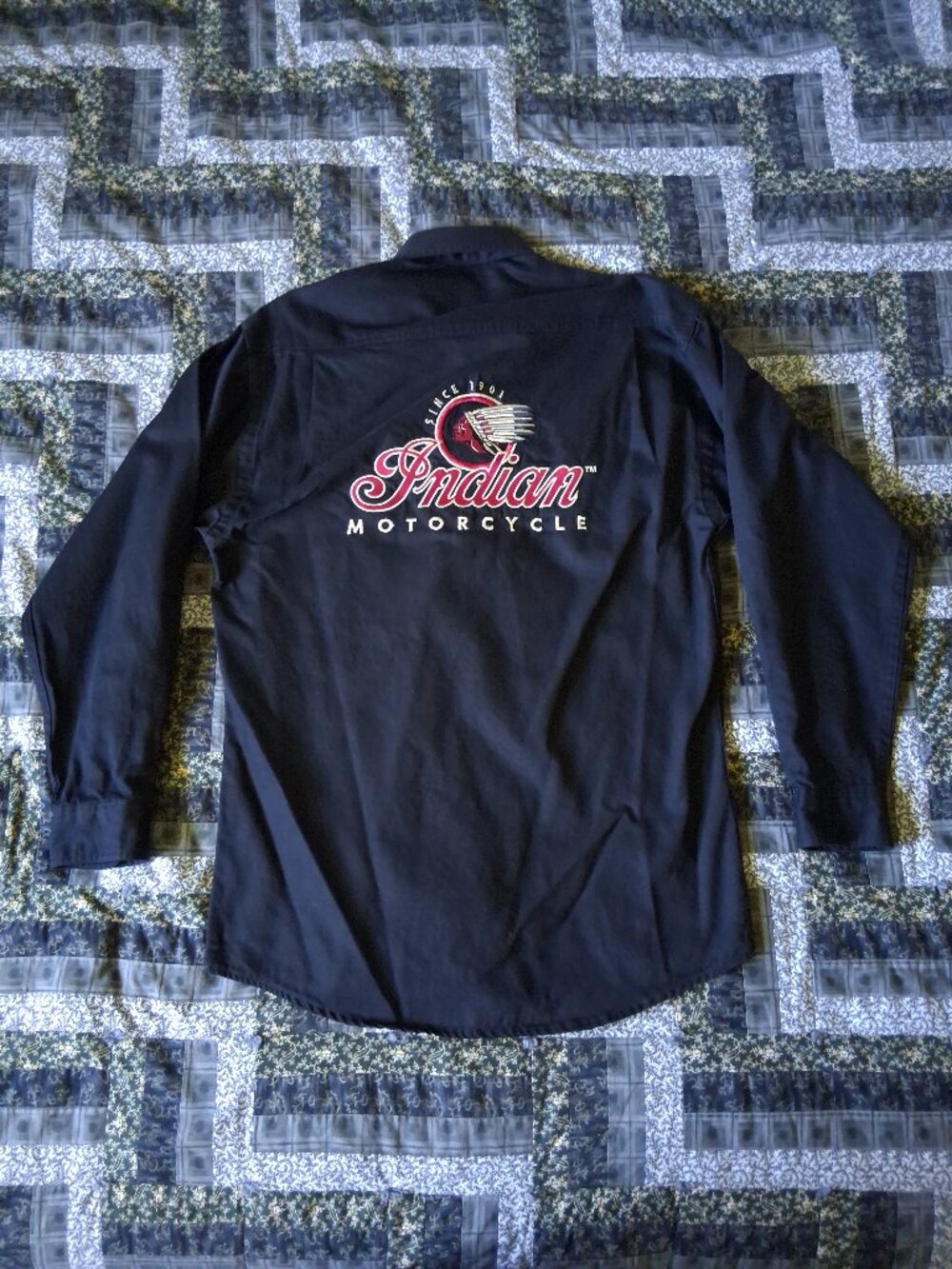 Vintage 1990s Indian Motorcycle Black Long Sleeve Shirt Adult Small New NWT